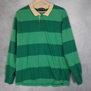 Costume Agent Rugby Polo Shirt Mens Large Green Stripe Long Sleeve Steve Costume
